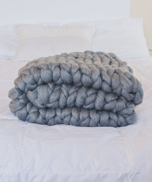 Chunky Knit Blanket - Wool